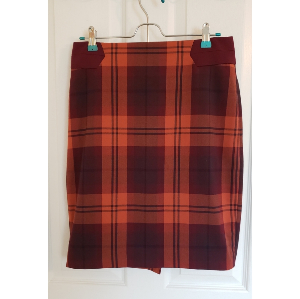 The Limited Orange & Maroon Plaid Pencil Skirt (evermore inspo)